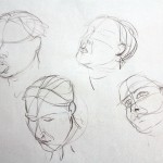 Life Drawing for Animation and Illustration covers many aspects, including up close work on facial features. Here Michael Bass demonstrated quick sketches of Clare's head and face in a few short strokes