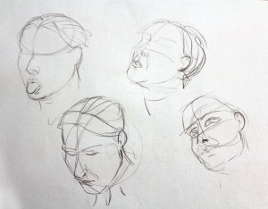 Head sketches of Clare by Michael Bass, Canadian Animator, Director & Tutor at Life Drawing for Animation sessions